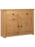 Solid Pine Wood Sideboard, Panama Style, Auxiliary Furniture for Living Room or Dining Room, 93 x 40 x 80 cm
