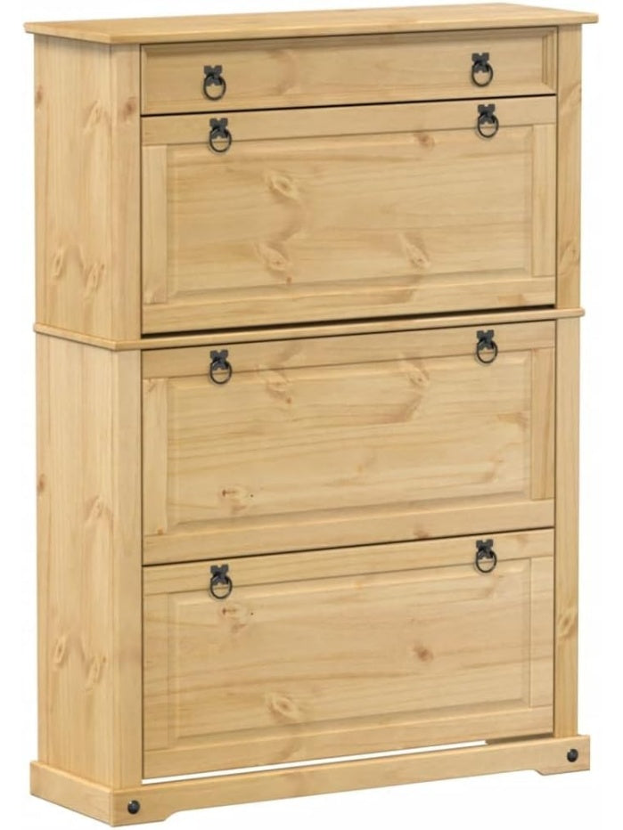 Solid Pine Wood Shoe Rack, Shoe Storage Organizer Cabinet with Large Capacity, 99 32 138 cm