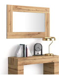 Rectangular wall mirror with rustic wooden frame for hallway, bedroom, or living room
