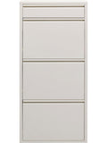 Steel Vertical Shoe Rack with 4 Compartments, Compact Organizer for Entryway or Hallway, Cream Color