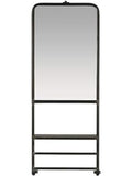Wall Mirror with Shelf and 2 Metal Bars, Decorative Mirror for Hallway or Bathroom, Black, 105 cm
