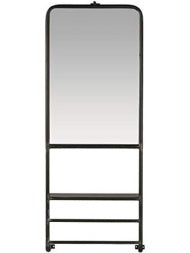 Wall Mirror with Shelf and 2 Metal Bars, Decorative Mirror for Hallway or Bathroom, Black, 105 cm
