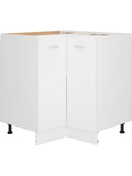 Wall-mounted corner cabinet for bathroom or kitchen with ample interior space, white finish