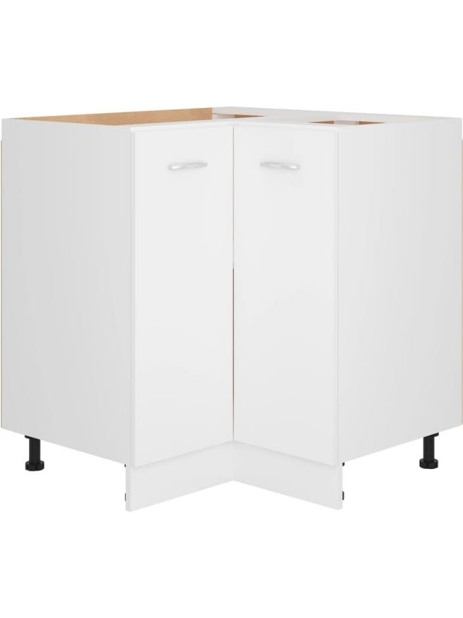 Wall-mounted corner cabinet for bathroom or kitchen with ample interior space, white finish