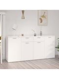 White High-Capacity Sideboard for Living Room, Kitchen or Hallway, Auxiliary Furniture with Modern Design, 160 x 36 x 75 cm