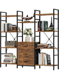 Librería de cuatro niveles con tres cajones de tela y diseño rústico para salón o estudio