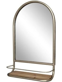 Wall mirror with integrated shelf for hallway, bathroom or bedroom, 56 cm high