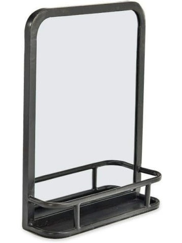Industrial Wall Mirror with Metal Shelf, Elegant Iron Frame for Bathroom, Entryway, or Bedroom
