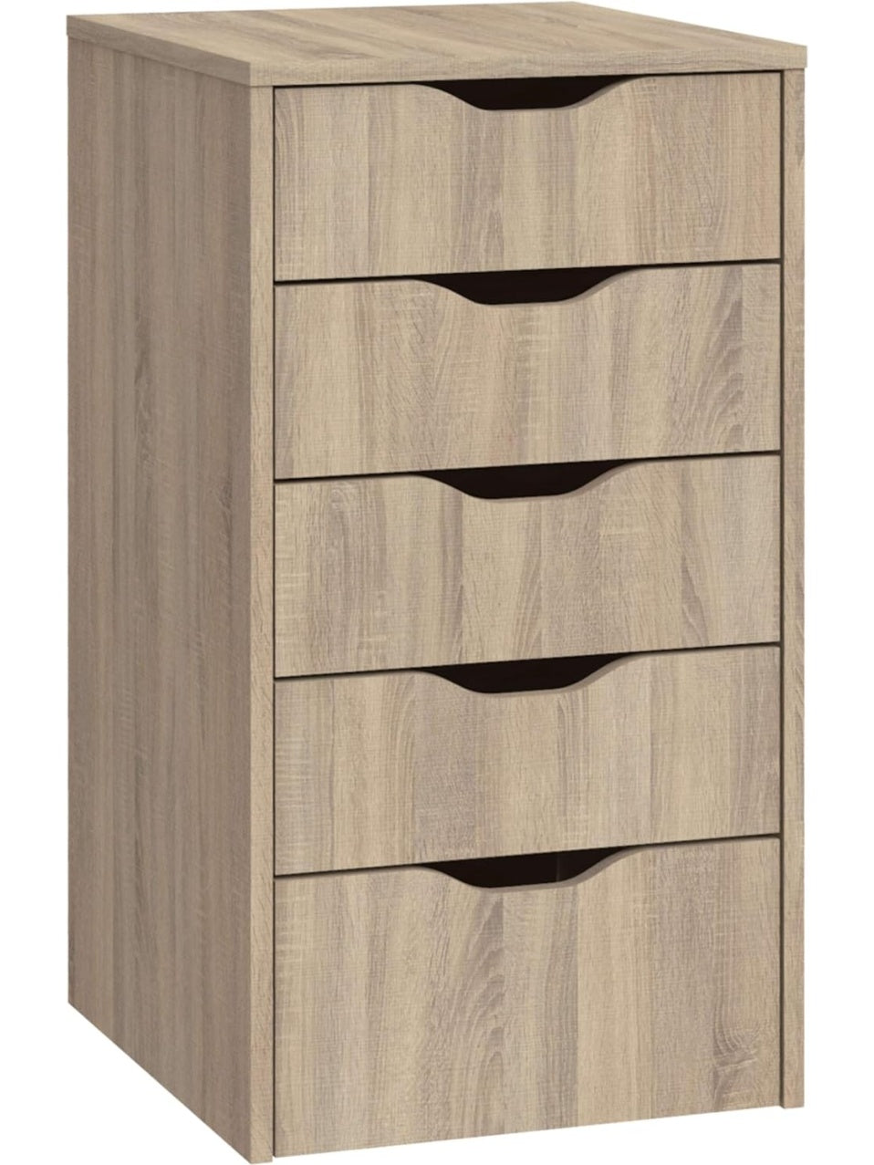 Cajonera auxiliar de cinco cajones para oficina, estudio o baño en acabado roble Cambrian