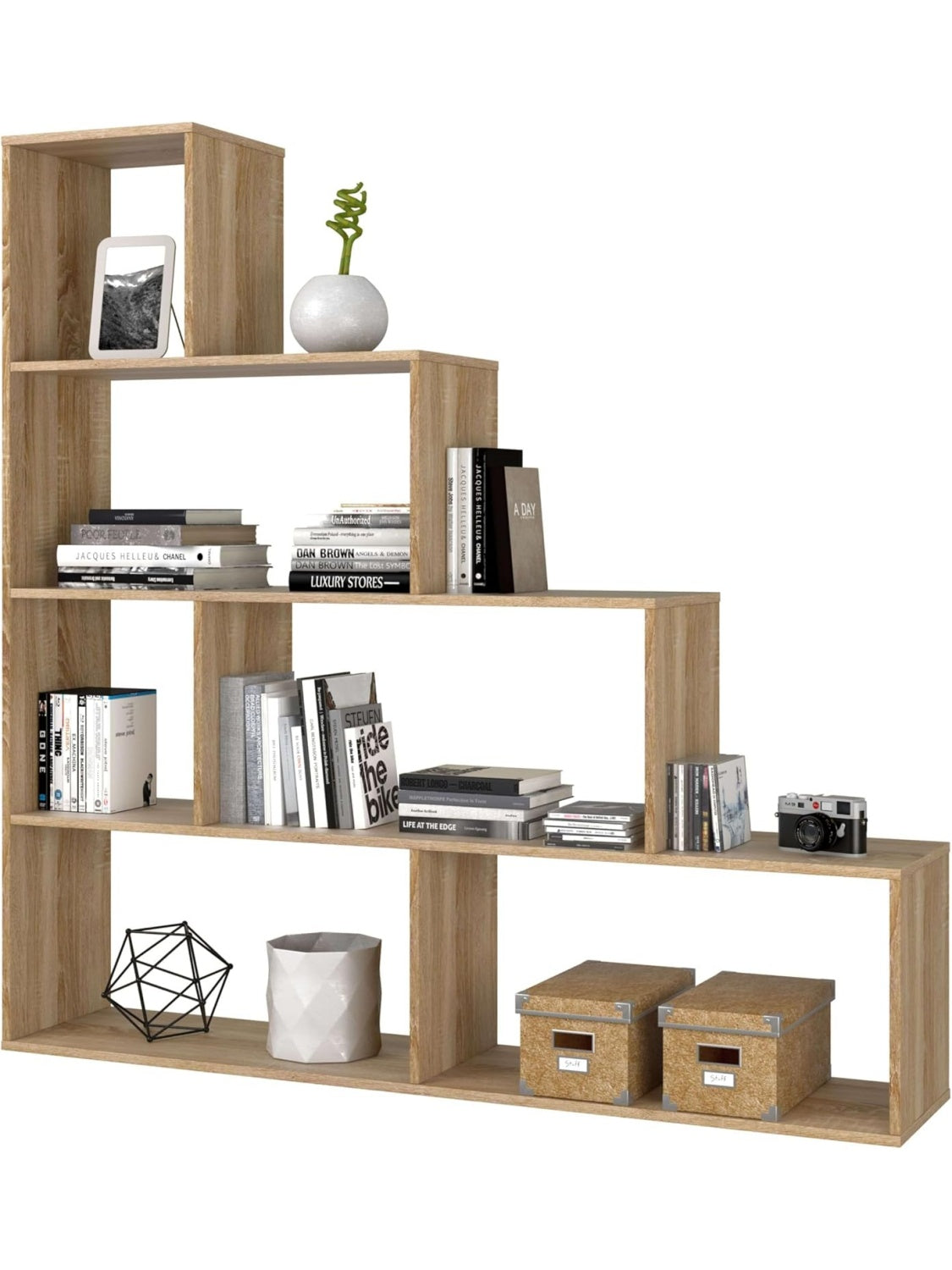 Decorative Living Room Shelf with Modern Design in Canadian Oak, 145 x 145 x 29 cm