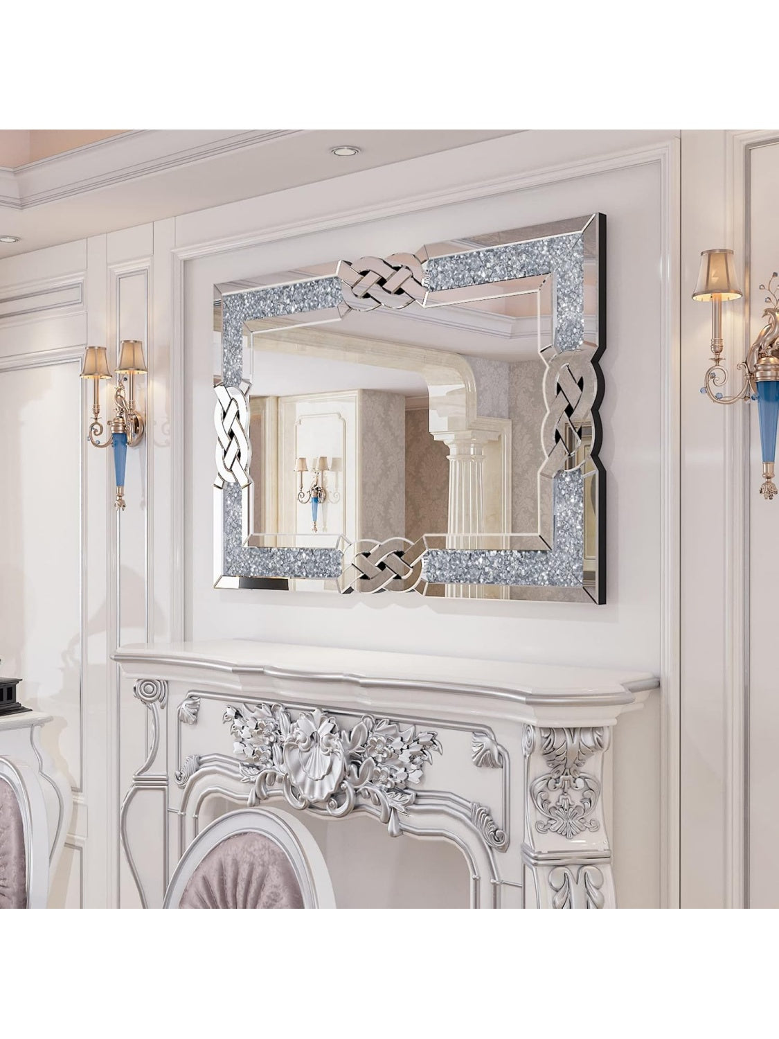 Espejo rectangular biselado de 100 x 70 cm, decoración elegante para comedor, recibidor, pasillo o sala de estar