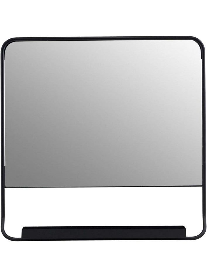 Espejo decorativo de pared con marco negro, formato redondo de 45 cm para recibidor, dormitorio o salón