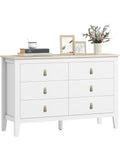 White 6-Drawer Dresser with PU Handles, Organizer Cabinet for Bedroom or Living Room, 120 x 40 x 78 cm