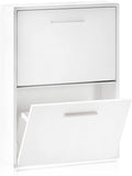 Compact Shoe Cabinet with 2 Doors in White for Entrance, 53 x 18 x 73 cm