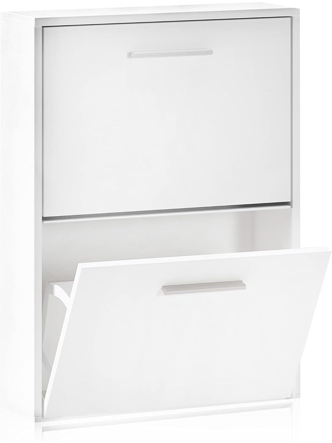 Compact Shoe Cabinet with 2 Doors in White for Entrance, 53 x 18 x 73 cm